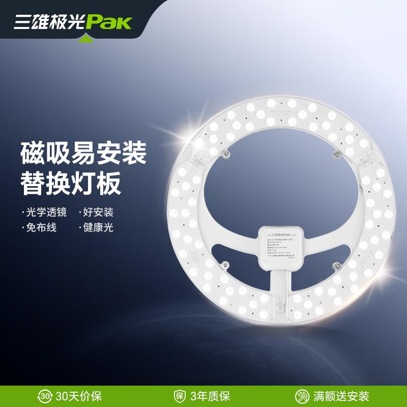 三雄极光佳亮LED吸顶灯模组替换灯芯圆形改造光源三色变光磁吸图片