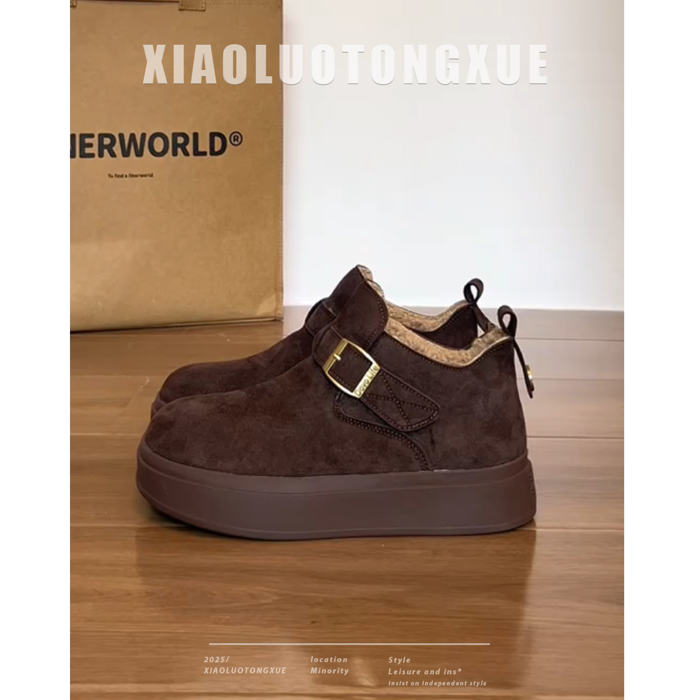 勃肯鞋女2025冬季新款软底加绒保暖舒适百搭时尚休闲一脚蹬雪地靴