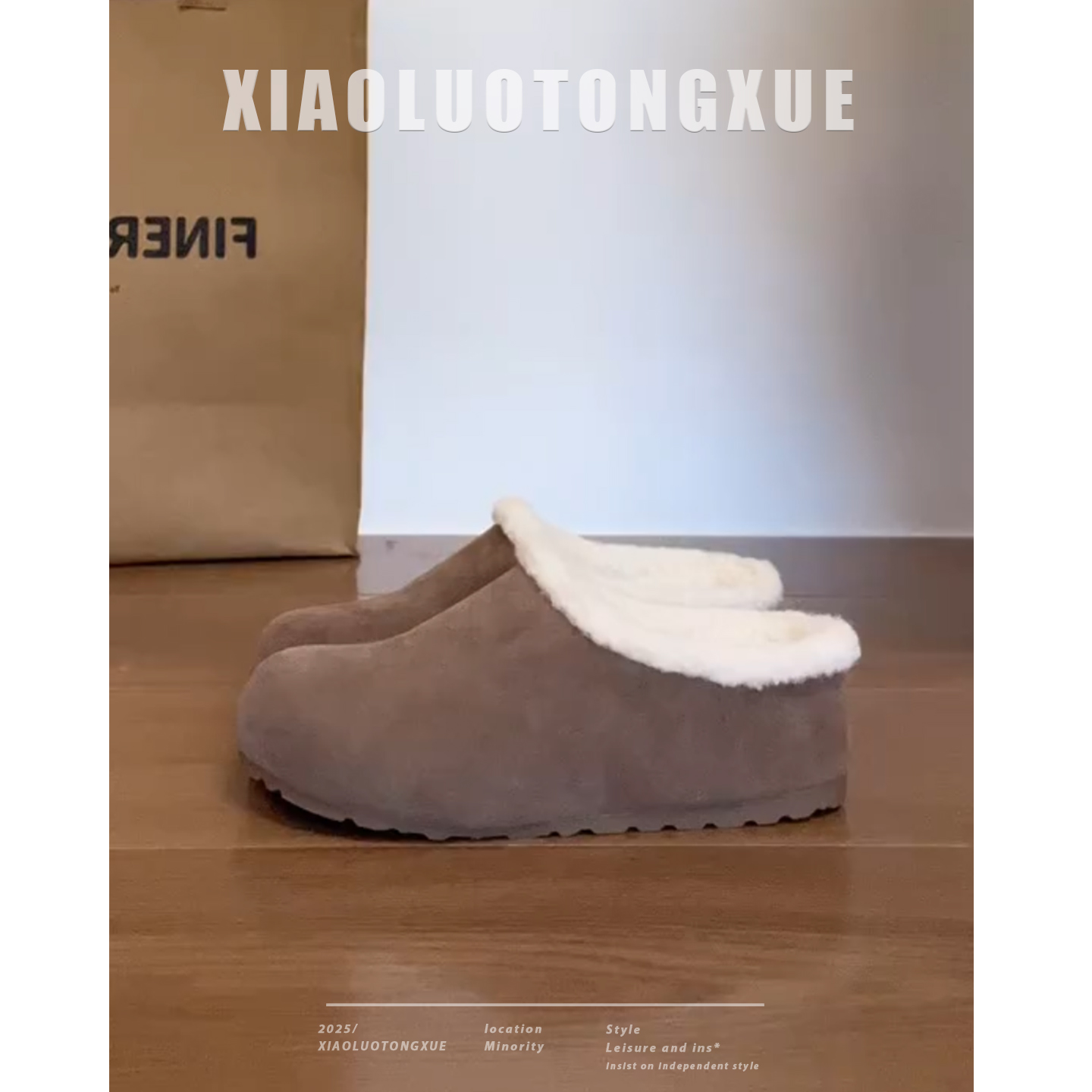 勃肯鞋女2025年冬季厚底增高加绒保暖雪地靴舒适时尚一脚蹬毛毛鞋