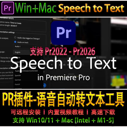 pr22-26语音包字幕自动识别语音转字幕语音转文本 Speech to Text