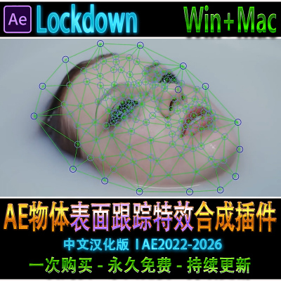 中文汉化AE物体表面跟踪特效合成插件 Lockdown 3 v3.1.7 Win/Mac