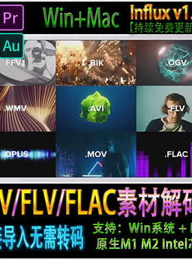 AE/PR/AU/ME插件MKV/FLAC/FLV素材解码器 Influx win/mac原生M1M2