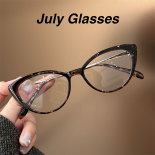 优雅气质玳瑁色小猫眼眼镜框女可配高度数蝶形镜架高级显瘦眼镜框