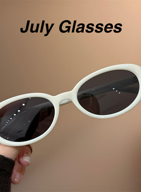 韩系ins奶油白椭圆猫眼偏光墨镜女甜酷辣妹防紫外线显脸小太阳镜