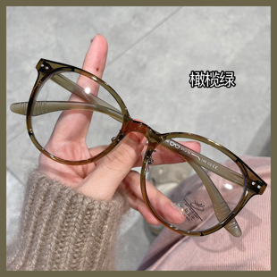 TR防蓝光椭圆带鼻托近视眼镜框女小红书同款 网红素颜眼镜架潮流男