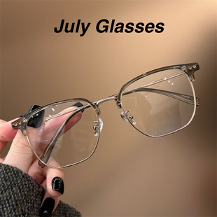 斯文枯叶绿钛架半框眼镜女近视可配有度数男大框显脸小眼睛镜架韩