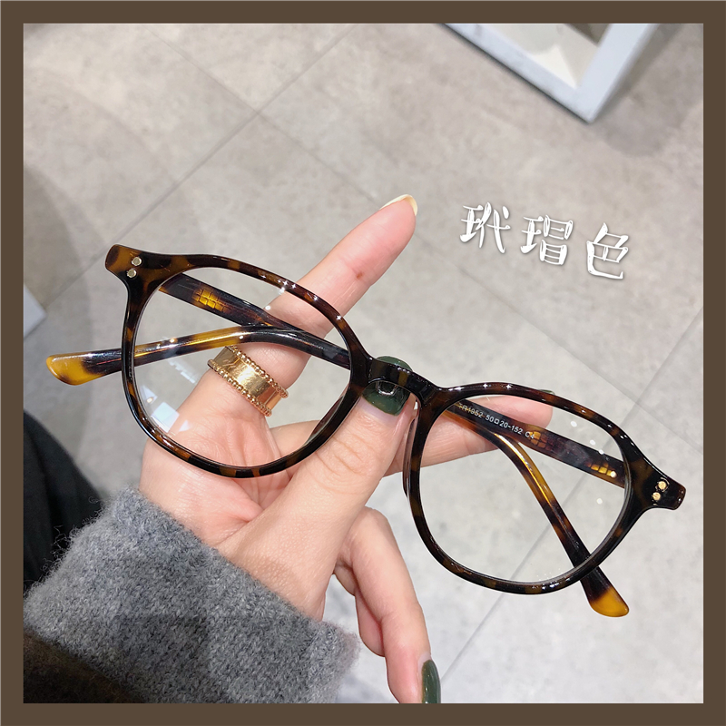 玳瑁色眼镜框女网红tr圆脸显脸小