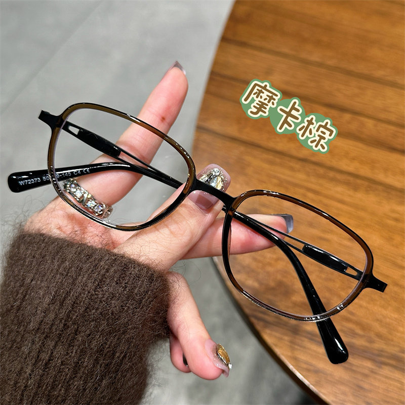 复古高级感玳瑁色小方糖文艺范儿十足防蓝光近视可配度数眼镜框架