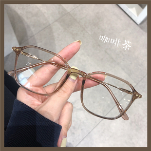 超轻TR近视眼镜可配度数韩版 咖啡茶色镜框素颜大脸显瘦潮 网红同款