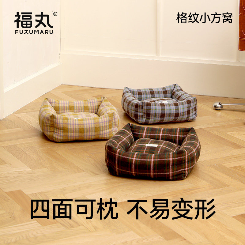 福丸方形猫窝冬季保暖可拆洗复古格纹宠物垫子猫咪睡觉床四季通用,宠物/宠物食品及用品,猫窝/屋/帐篷/沙发,淘宝优惠券,粉丝福利购,淘宝优惠卷