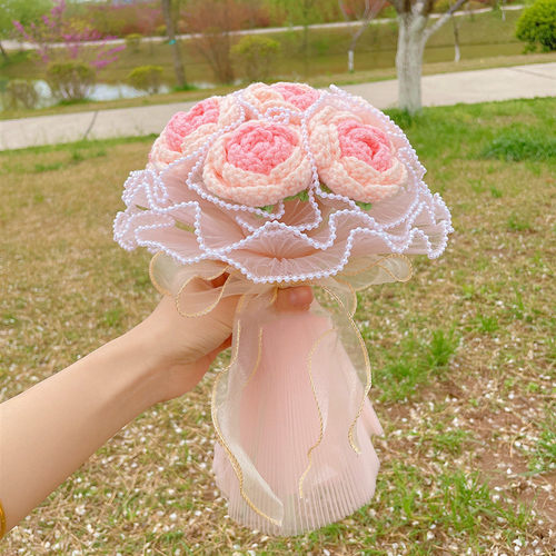 渐变玫瑰花diy材料包毛线手工