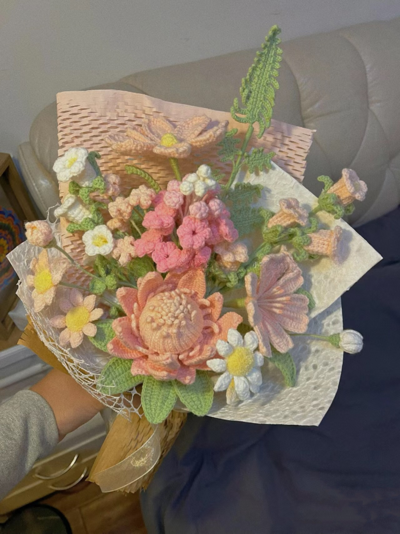 手工编织毛线帝王花束diy材料包