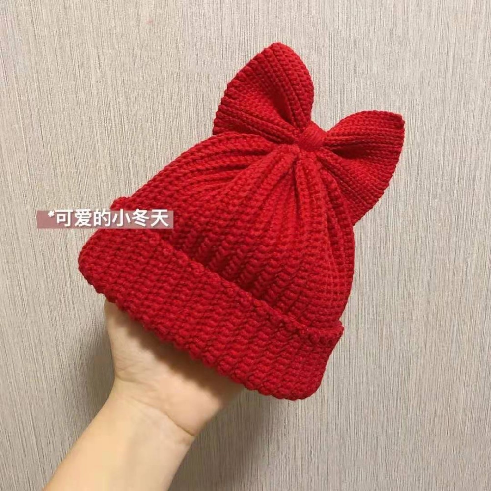 新年蝴蝶结帽子diy材料包毛线手工编织钩针自制围巾礼物送闺蜜