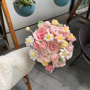 毛线钩织新娘手捧花自制手工diy材料包编织成品花束送闺蜜朋友