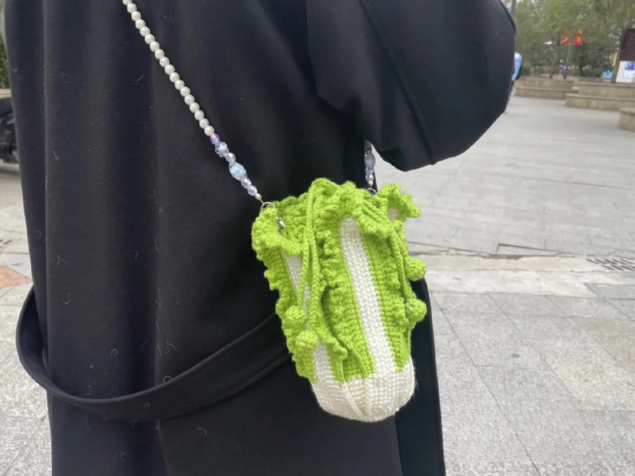 创意手工毛线编织个性大白菜包包diy材料包自制成品装手机零钱包