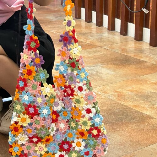 手工编织夏日小碎花包包diy毛线