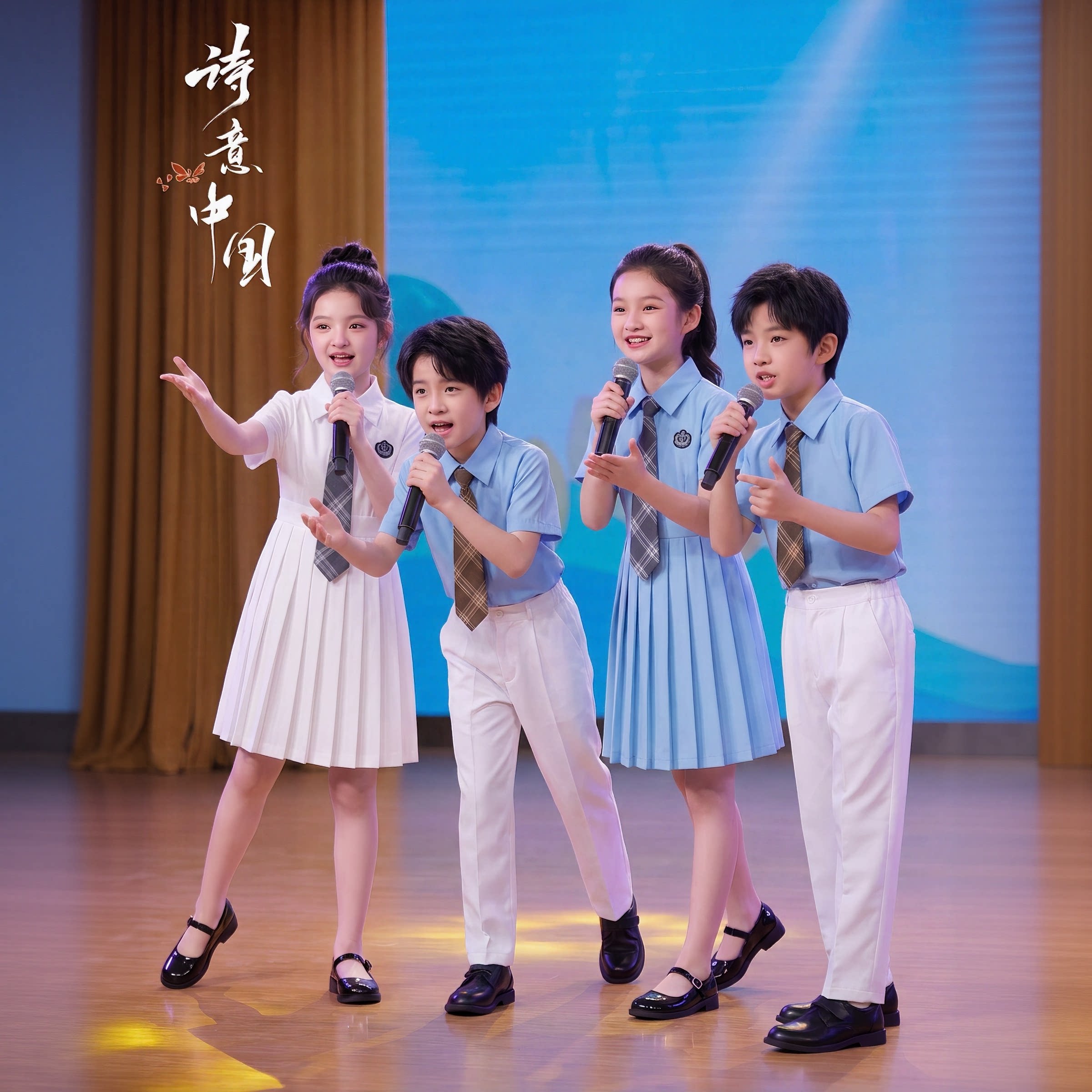 初中生小学生合唱团演出儿童演讲图片