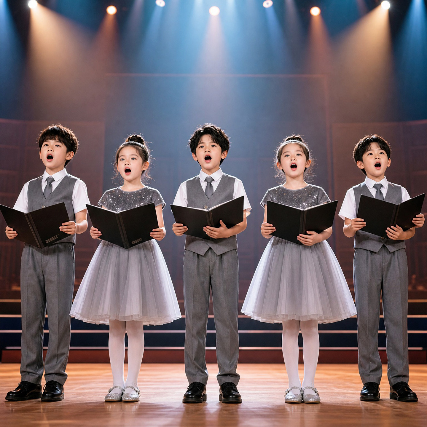 儿童合唱演出服中小学生纱裙钢琴图片