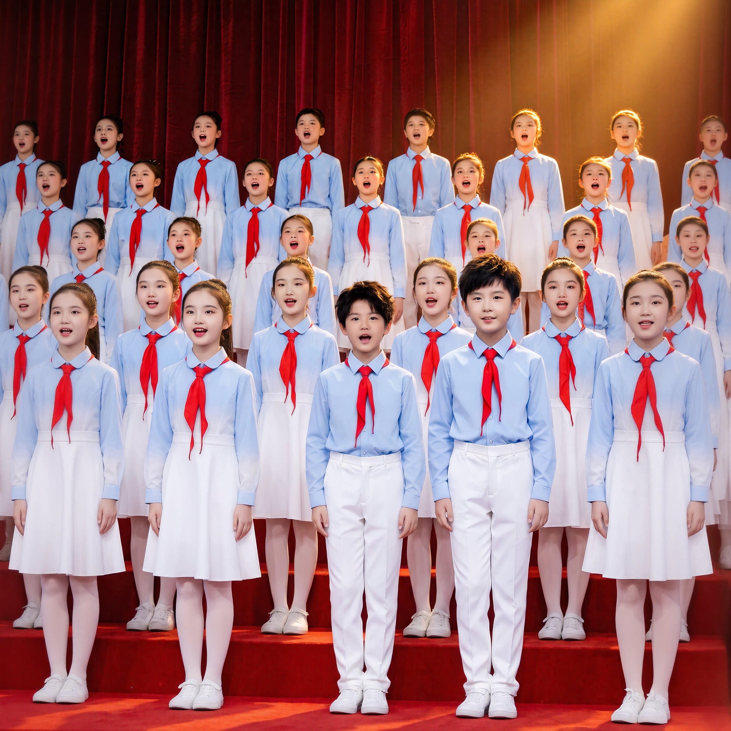 国庆儿童合唱演出服爱国主题红领巾小学生演讲诗歌朗诵比赛表演服