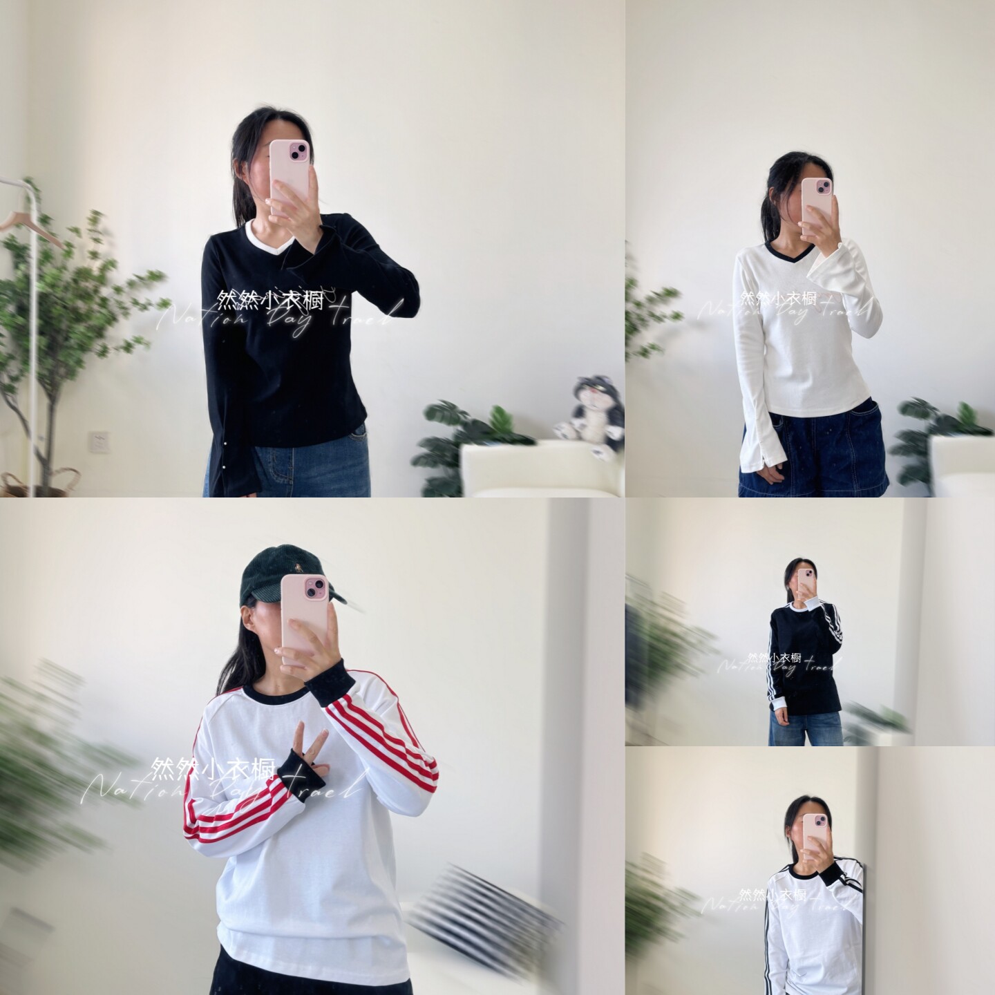 长袖T恤~成人初高中大童 青少年纯棉圆领打底衫 少女V领坑条T