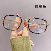 双梁玳瑁色近视眼镜女生可配度数大框圆脸素颜防蓝光眼镜框镜架女