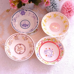 出口陶瓷碗可爱卡通皮卡丘小号菜盘浅碗微波炉洗碗机消毒柜蒸蛋碗