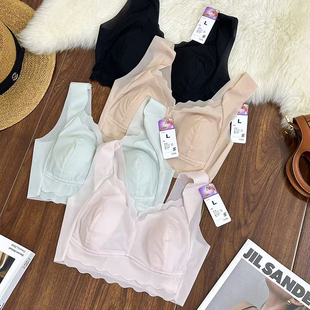 新品无痕背心式一体兔耳杯无钢圈内衣聚拢大码文胸罩薄款收副乳女