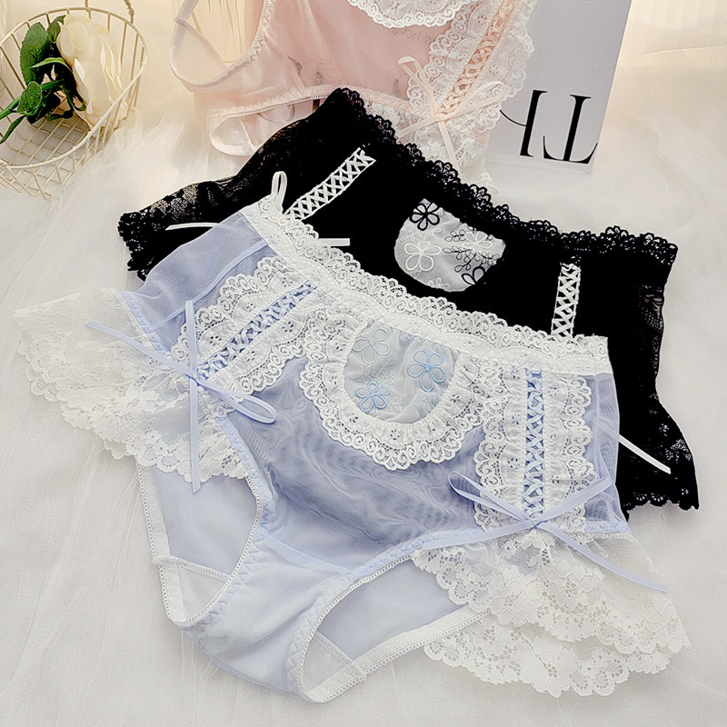 大码内裤女胖mm中高腰法式性感蕾丝透明网纱纯棉裆可爱绑带短裤头,女士内衣/男士内衣/家居服,女三角裤,淘宝优惠券,粉丝福利购,淘宝优惠卷