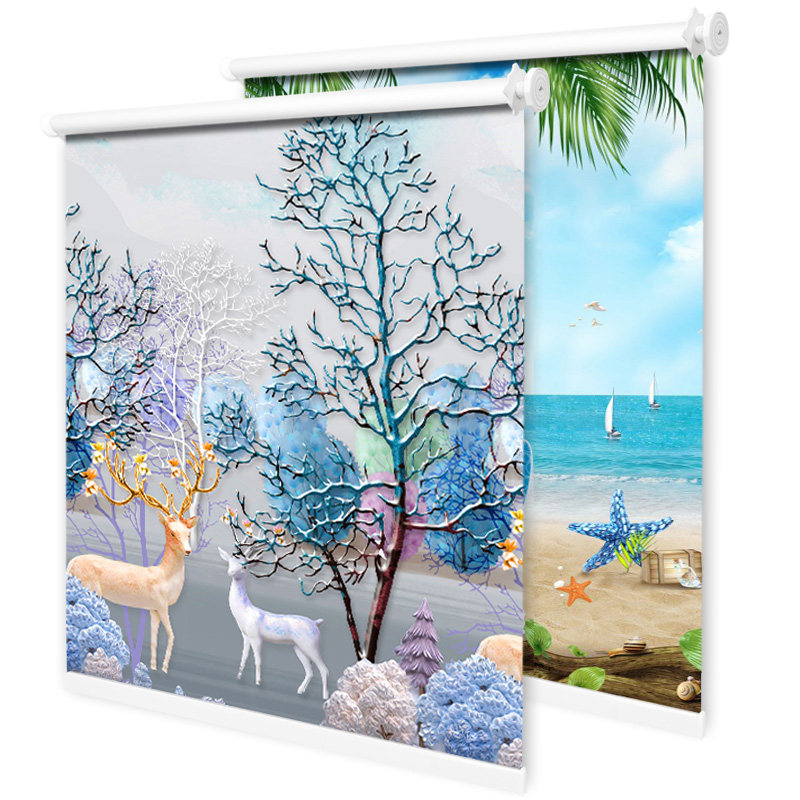 伸缩式卷帘免打孔安装卫生间防水全遮光遮阳厨房窗户手拉升降窗帘,居家布艺,卷帘,淘宝优惠券,粉丝福利购,淘宝优惠卷