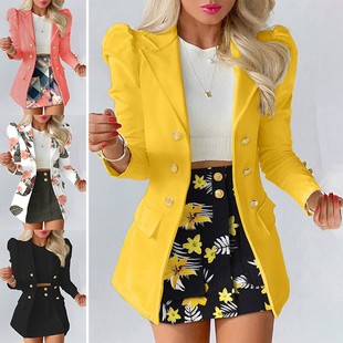 西服裙装 亚马逊独立站新款 休闲印花长袖 秋冬气质通勤时尚 女装