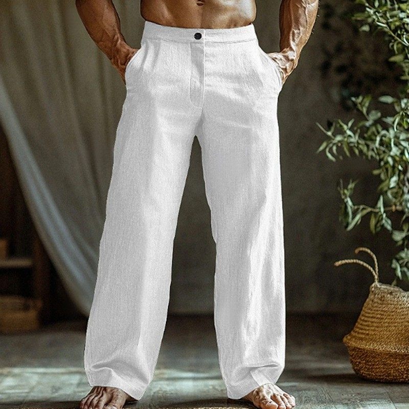 男士亚麻夏季沙滩裤纽扣斜袋直筒裤纯色舒适透气长裤,个性定制/设计服务/DIY,连衣裙加工定制,淘宝优惠券,粉丝福利购,淘宝优惠卷