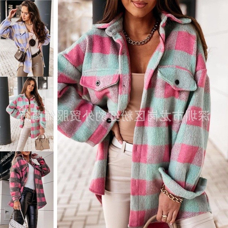 欧美爆款年秋冬新款磨毛呢外套单排扣翻领长袖格子开衫衬衣女,模玩/动漫/周边/娃圈三坑/桌游,lolita洛丽塔连衣裙,淘宝优惠券,粉丝福利购,淘宝优惠卷