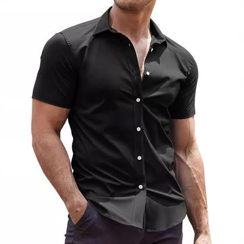 欧美跨境亚马逊外贸男式衬衫短袖休闲系扣衬衫男士沙滩夏季