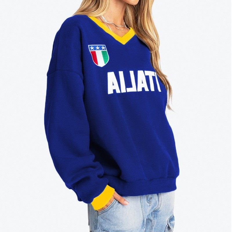 欧美秋季新品女装长袖圆领休闲字母撞色印花简约运动风女式卫衣,个性定制/设计服务/DIY,连衣裙加工定制,淘宝优惠券,粉丝福利购,淘宝优惠卷