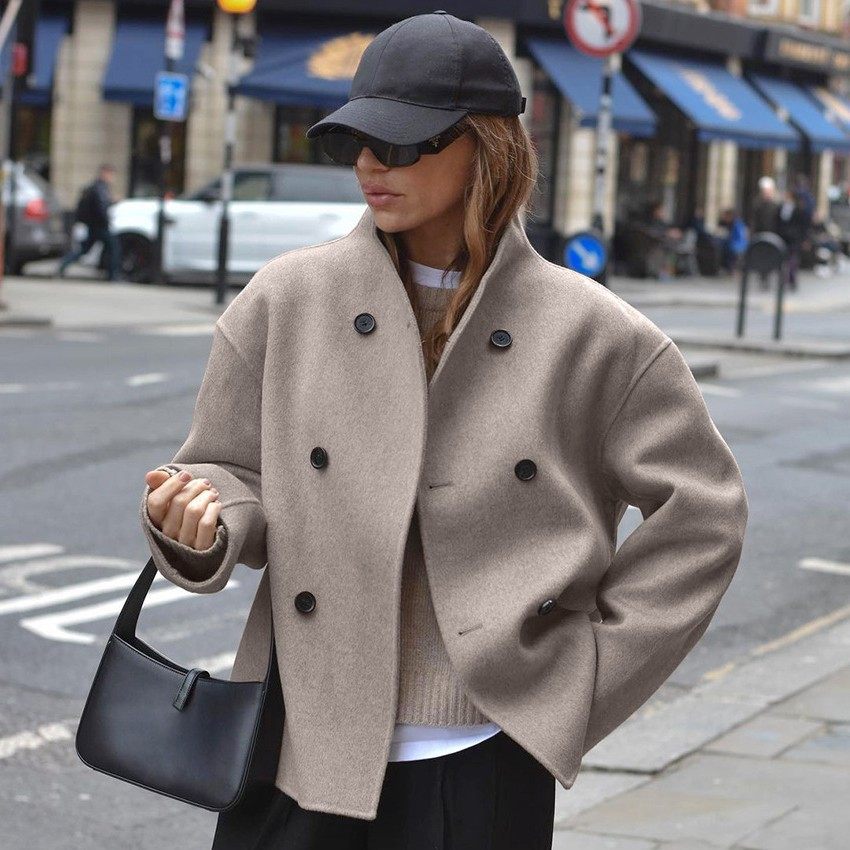 年秋冬新款复古棕色毛呢外套女装领通勤保暖外搭欧美亚马逊,个性定制/设计服务/DIY,连衣裙加工定制,淘宝优惠券,粉丝福利购,淘宝优惠卷