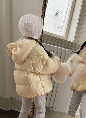 2025冬季新款新国标90白鸭绒中小童可爱黄色耳朵翅膀女童羽绒服