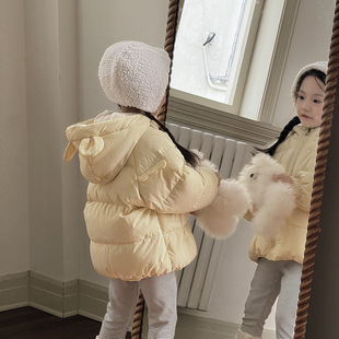 2025冬季新款新国标90白鸭绒中小童可爱黄色耳朵翅膀女童羽绒服