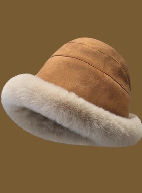 帽子女冬季新款加绒渔夫帽保暖帽防风护耳雷锋帽女秋冬毛绒盆帽