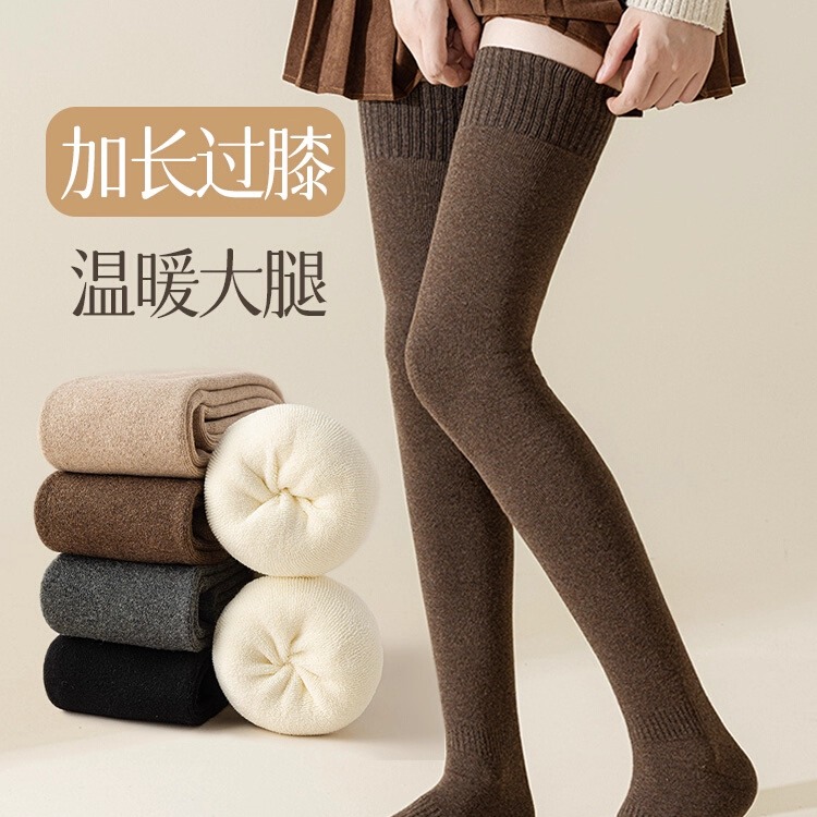 过膝袜长筒袜子女秋冬季加绒加厚
