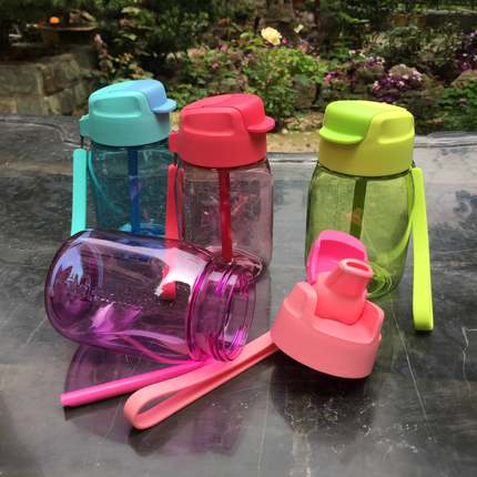 散漫一世-特百惠真品塑料儿童防漏运动水杯水瓶吸管CC企鹅杯350ML