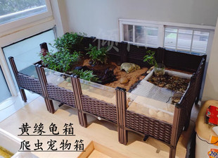 养宠物陆龟 黄缘龟专用养殖箱 乌龟黄缘幼龟饲养缸透明玻璃爬虫盆