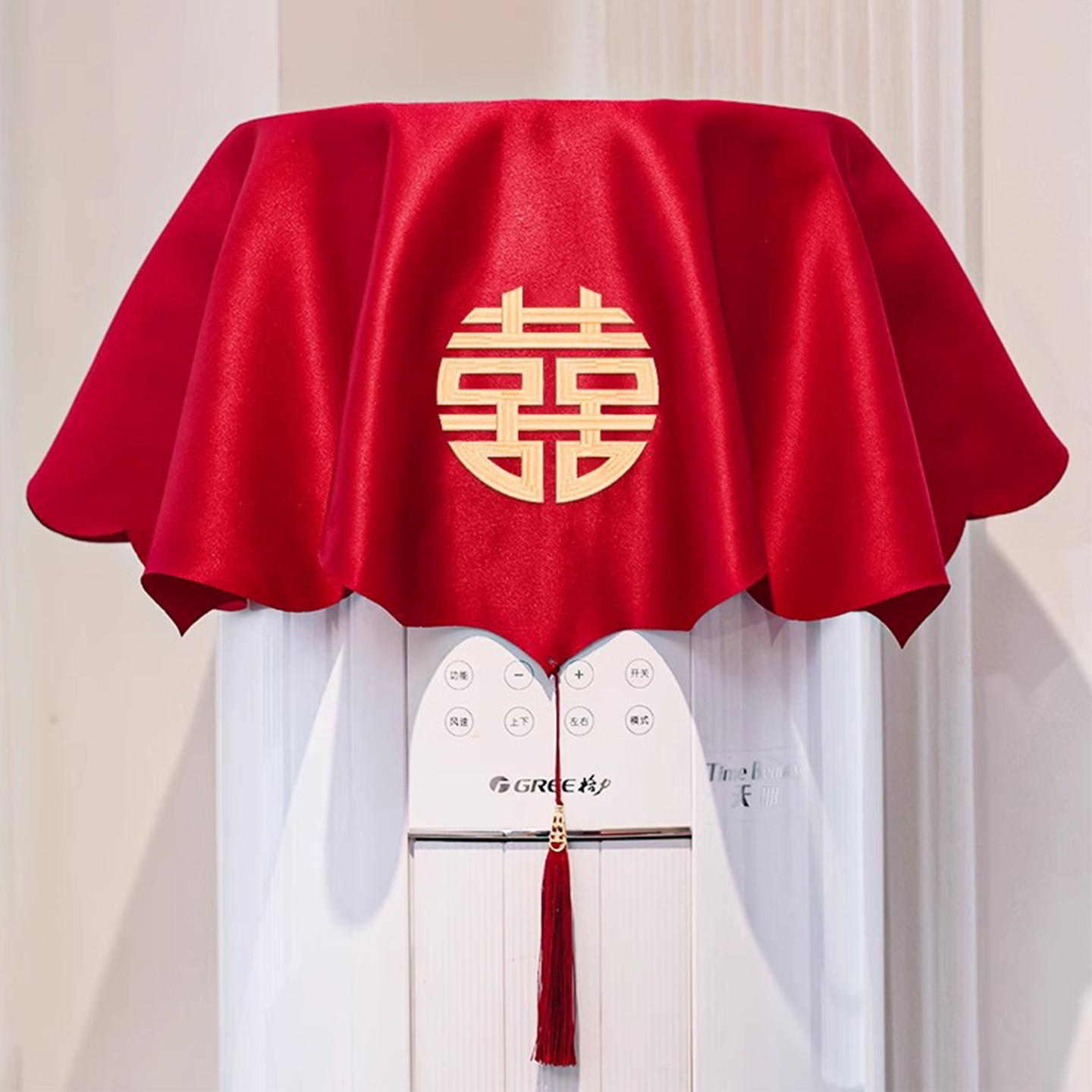 结婚婚礼刺绣锦缎喜字空调盖布