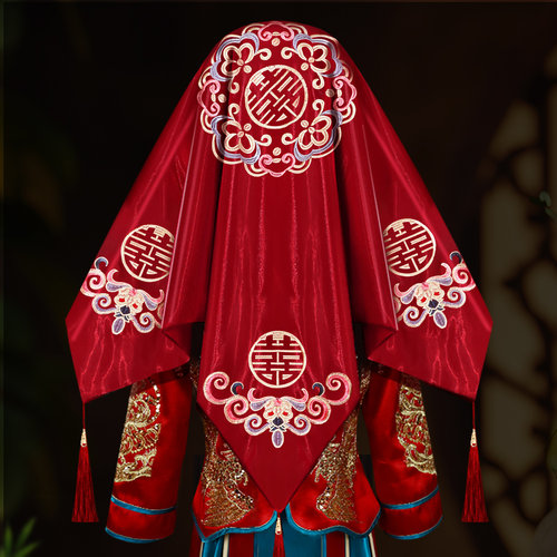 2025刺绣喜帕盖头红盖头