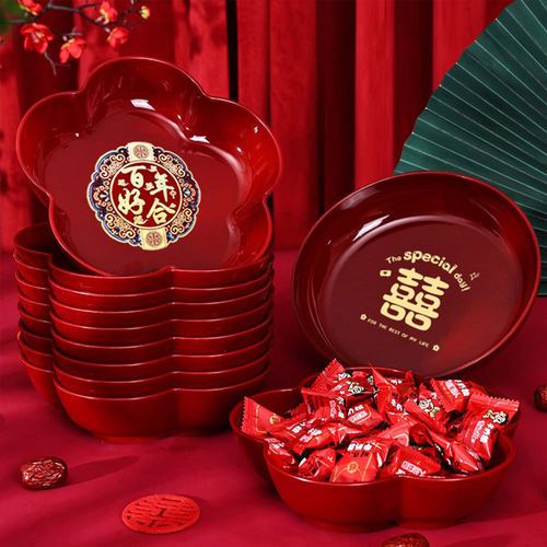 结婚创意喜字果盘红色