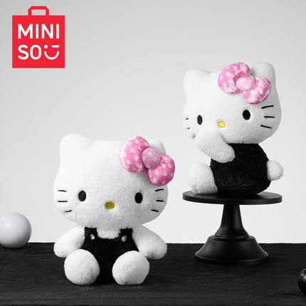 MINISO名创优品Hello-Kitty黑白简约系列坐姿公仔可爱凯蒂猫玩偶