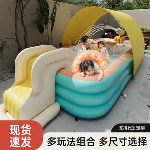 工厂批发充气游泳池加厚遮阳棚滑滑梯泳池儿童成人家用可折叠 夏季