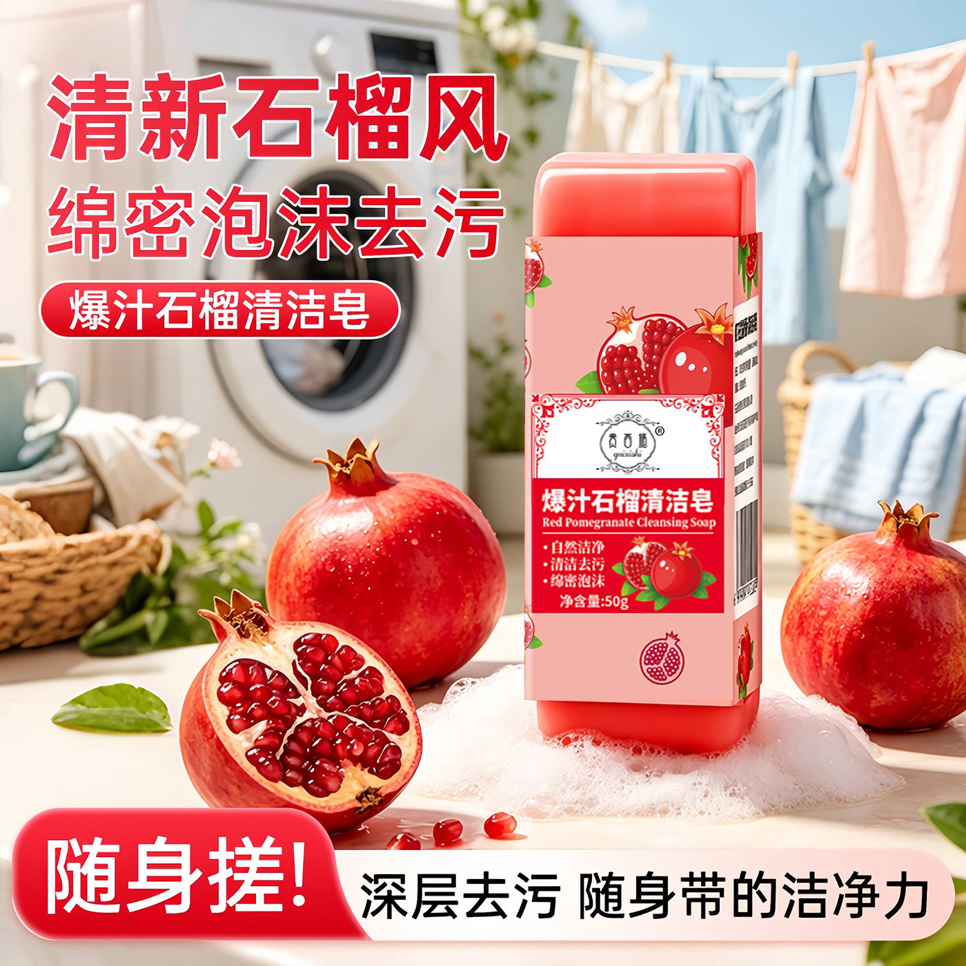 石榴葡萄旅行便携留香洗衣皂