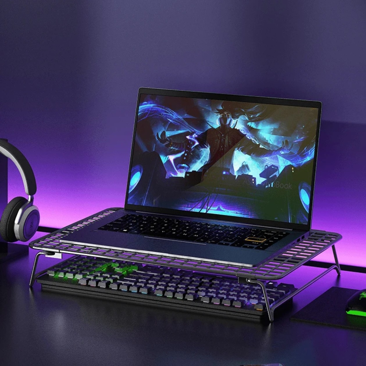 笔记本电脑支架书桌置物架可折叠烧烤架家用神器多功能电脑增高架