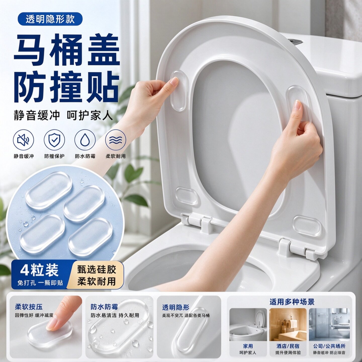 马桶盖防撞防滑静音硅胶垫通用