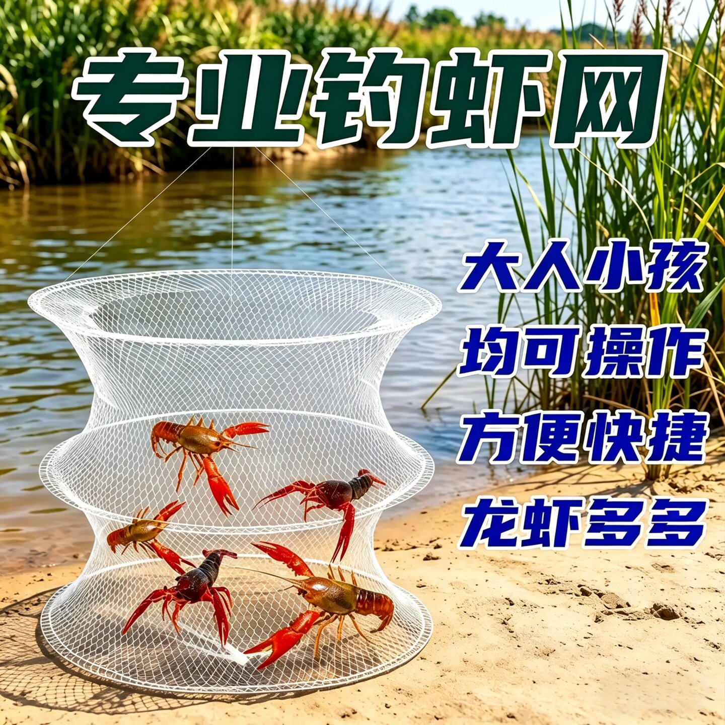 钓小龙虾河虾神器新款三层一整套圆形螃蟹垂钓网钓户外抓鱼网兜